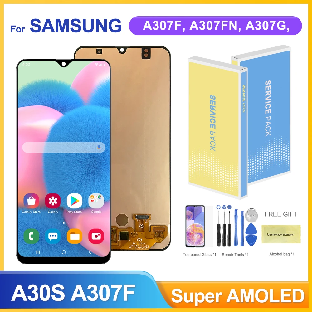 

Super AMOLED 6.4'' Display for Samsung Galaxy A30s A307 A307F A307G Lcd Display Touch Screen Digitizer Assembly with Fingerprint