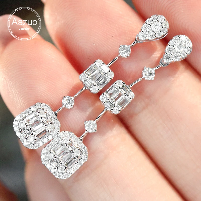 Aazuo настоящие ювелирные изделия из белого золота 18 карат с настоящим бриллиантом