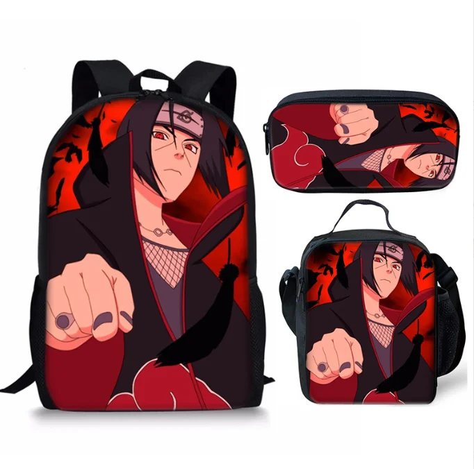 3 шт./набор детский школьный рюкзак с 3D-принтом из аниме Наруто
