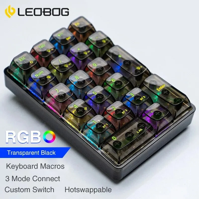 Фото Механическая клавиатура Z, цифровая клавиатура Bluetooth, 21 клавиша, прозрачная цифровая клавиатура, игровая клавиатура №3