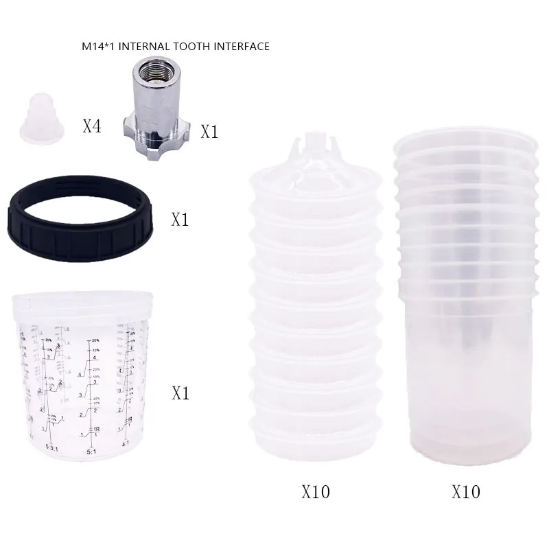 SUTU 3M Disposable Paint Cup 10Pcs 250CC Disposable Paint Cup+Interface Mixing Cups Pot with Inner Cup with Lids