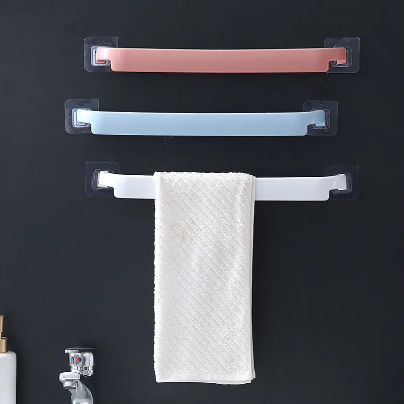 

1pc Plastic Towel Rack Free Punch Polypropylene Single Rod Bathroom Bathroom Storage Towel Rack Towel Rod Ring Bath Towel Hanger