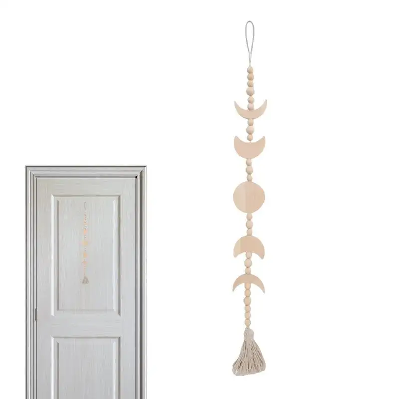

Aesthetic Wooden Moon Phase Wall Hanging With Tassel Boho Home Wall Decor Moon Garland Bedroom Living Room Nursery Gift
