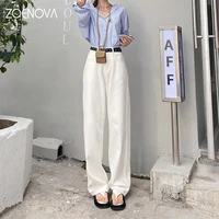 ZOENOVA Jeans Women Elegant Casual Stretch High Waist Straight Wide Leg Denim Pants Streetwear Korean Fashion Female Choting