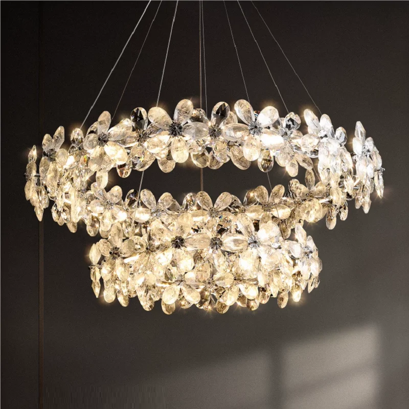 Новая хрустальная люстра теплый романтический цветок светильники для гостиной