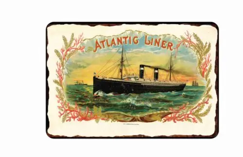 Оловянная вывеска по сигар Atlantic Liner 8x12 винтажные этикетки для 1890-1900 реклама