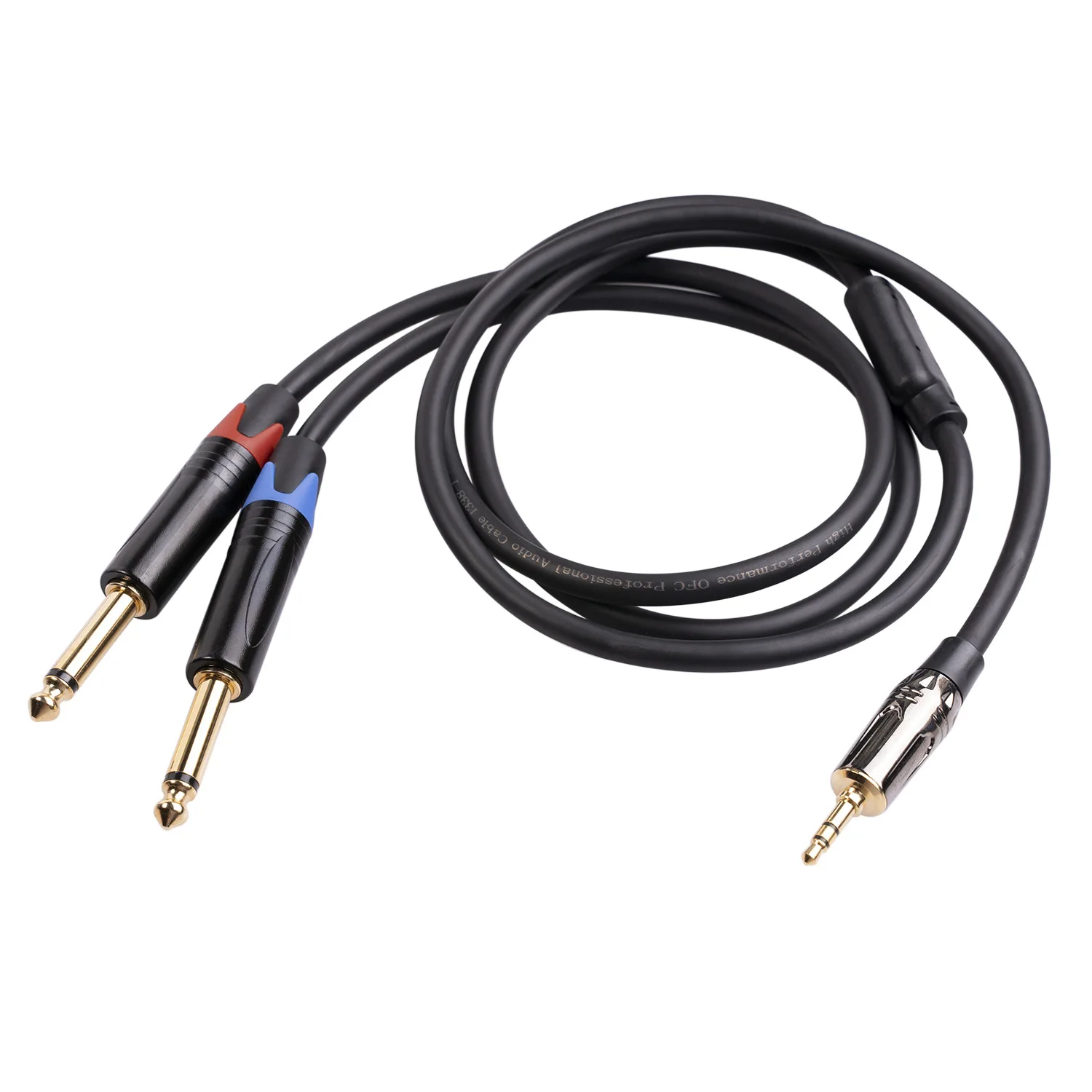 

3.5 to double 6.35 metal shell gold-plated head mixer mobile phone power amplifier cable speaker cable CE