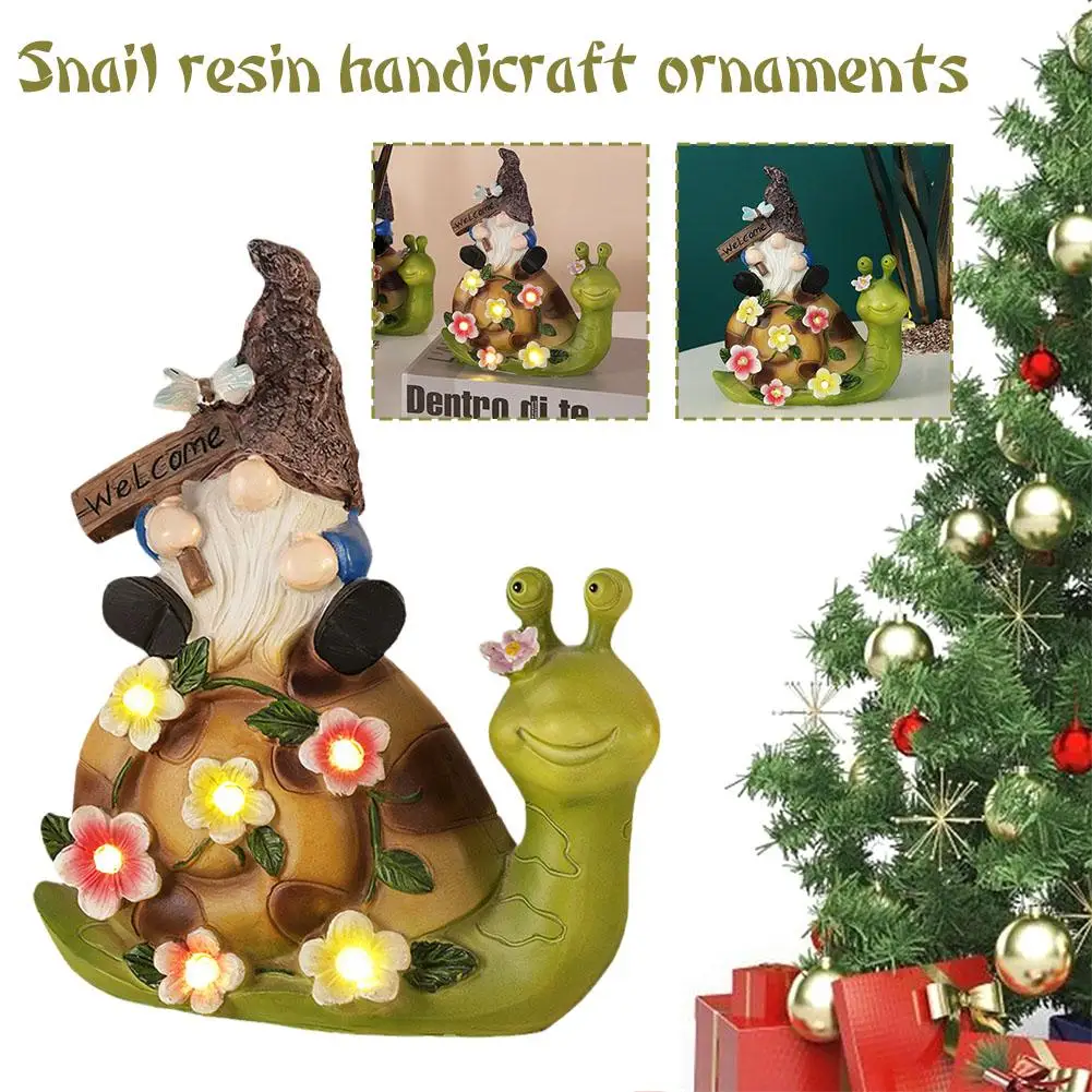 

Creative Solar Snail Animal Resin Handicraft Ornaments Decor Home Snail Statues Animal Desktop Living Courtyard Room Garden G6Y4