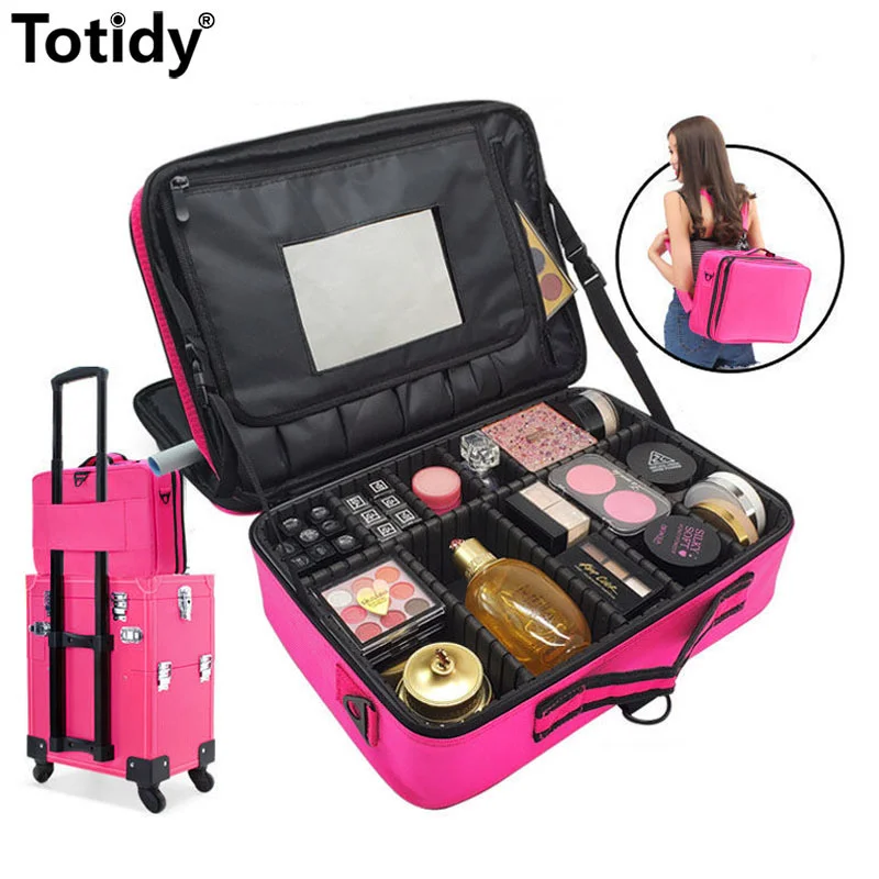 

Female Brand Makeup Case Professional Bride Artist Women Make Up Box Large Capacity Travel Nail Beauty Cosmetic Bag Organizer