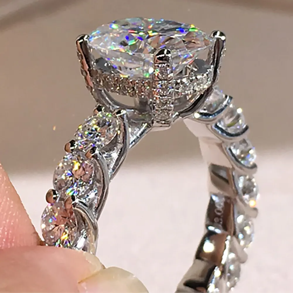 

Luxury Designer Round Moissanite Engagement Rings for Women Bridal Wedding Ring Valentine Day Gift Banquet Jewelry Anillos Mujer