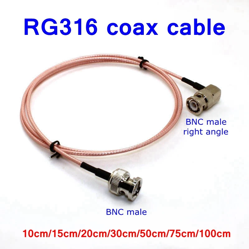 Cabo Coaxial q9 Bnc Macho Plugue para Bnc Macho Ângulo Direito Friso para Rg316 Sdi Sinal Câmera rf Pigtail Macio 50 Ohm Cabo Coaxial Rg316