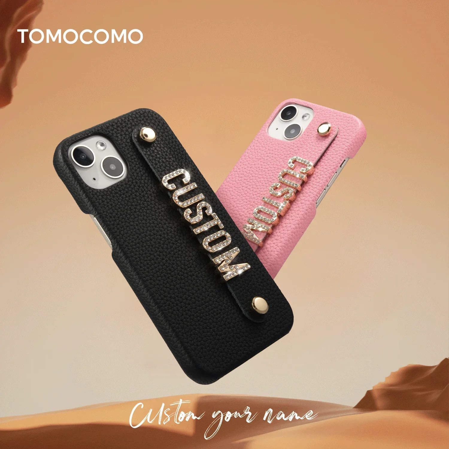 

Tomocomo Custom Name Metal Letters Genuine Leather Phone Case For IPhone13Promax 13 12 Mini 11 Luxury Cowhide Cover