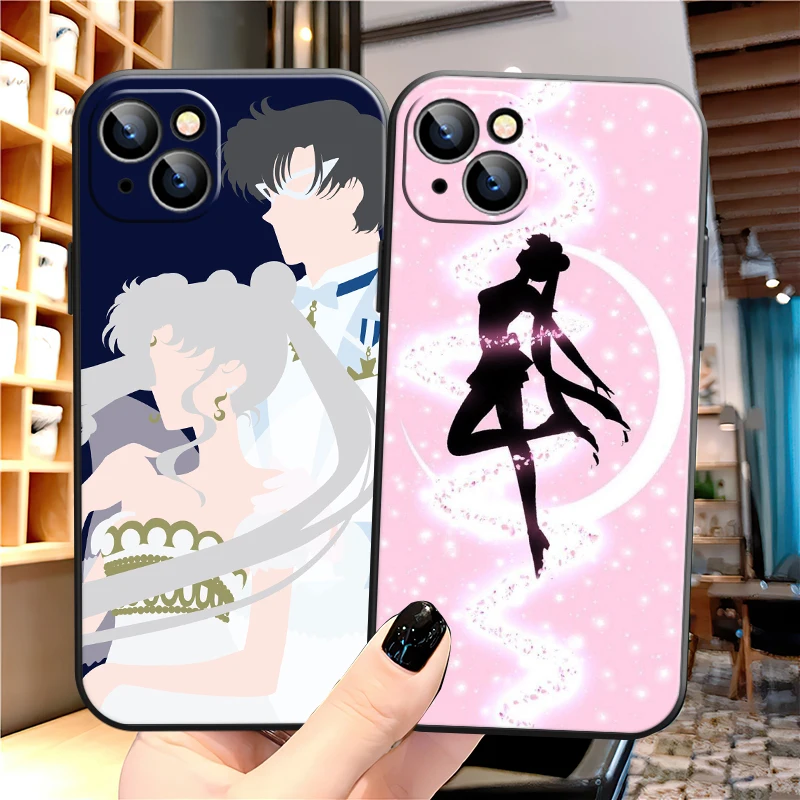 

Sailor Moon Cartoon Anime Phone Case For iPhone 12 13 11 Pro MAX 6 6S 7 8 Plus X XS XR Mini SE 2020 Black Back Soft