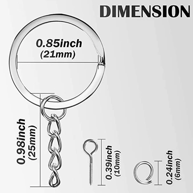 

N1HE Practical 100 Pcs Flat Key Rings Screw Eye Pins Clasps Making Accessories Fastener Part Bracelet Gift for Family Friends