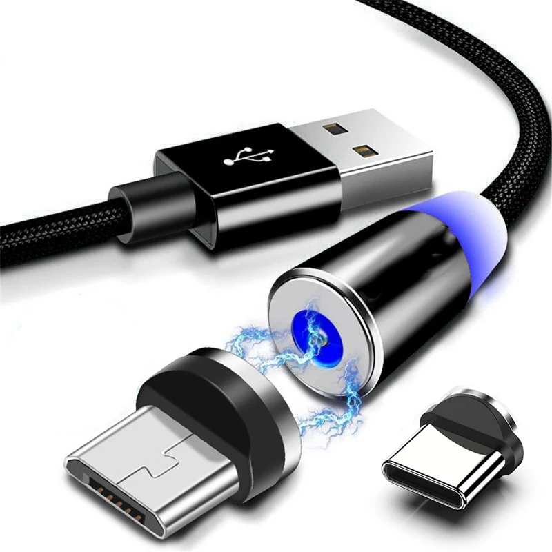Кабель зарядный магнитный с разъемом USB Type-C и Micro провод для телефонов iPhone 12 13 Pro Max