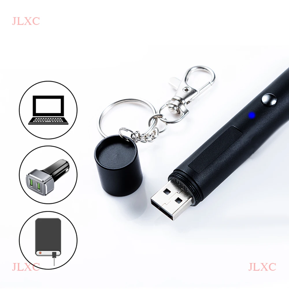 Охотничьи Мощные зеленые лазерные указки USB с регулируемым фокусом горящий