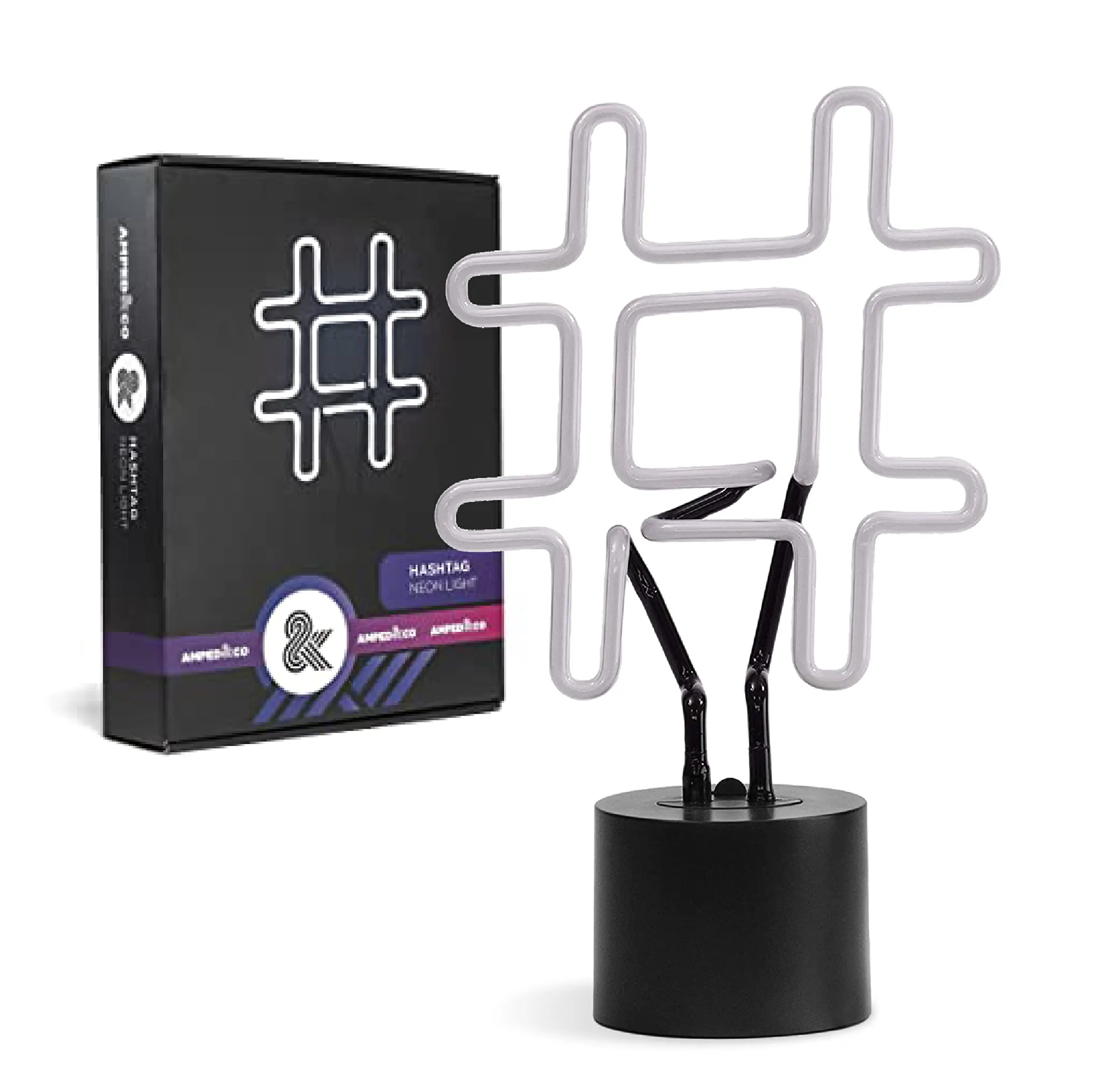 

Neon Hashtag Symbol Desk Light, Real Neon, White, Large 8 x 13 inches, Home