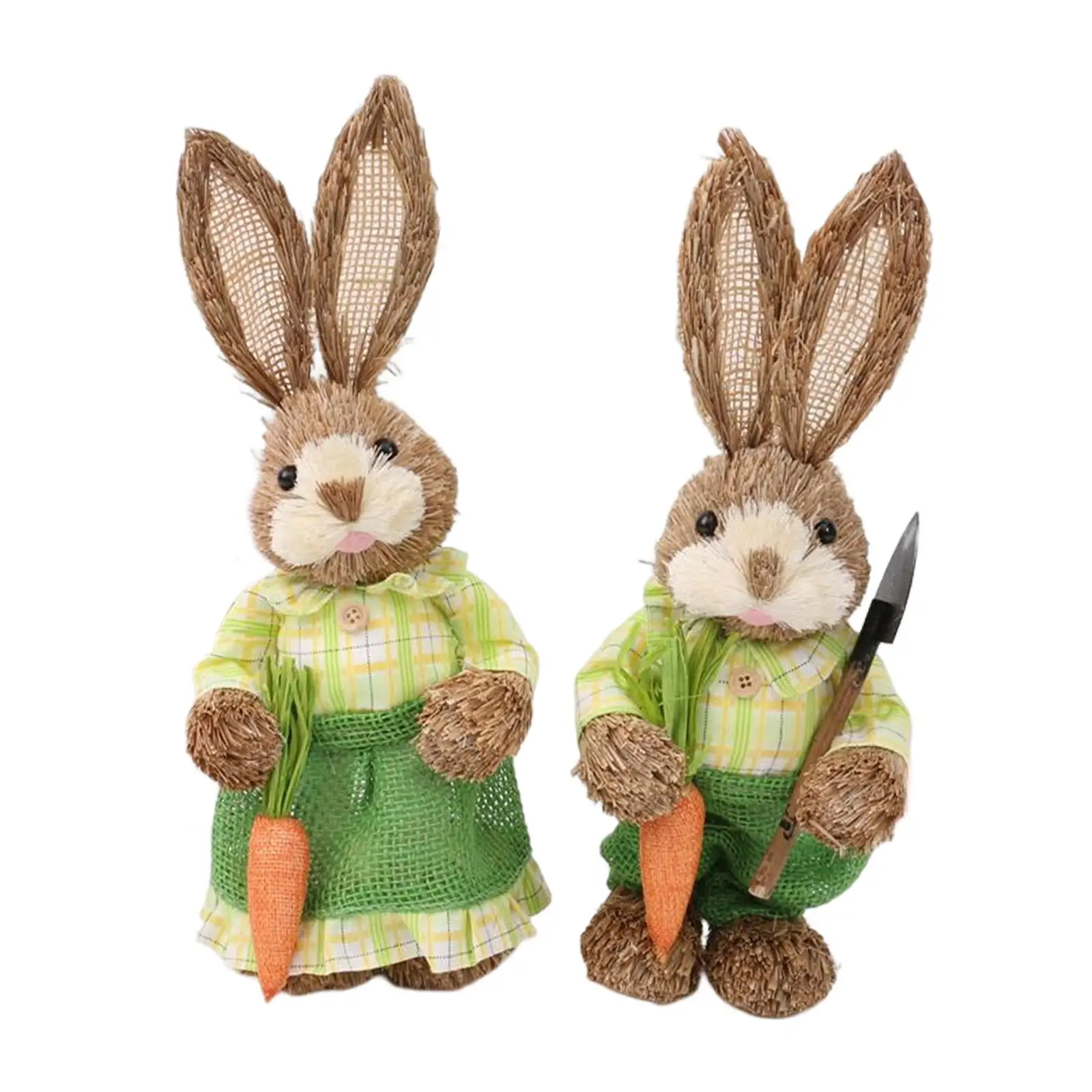 

2 шт. стоячий соломенный Пасхальный кролик Декор ремесла садовый кролик статуи удерживают морковь для праздничного стола Фестиваля Свадьбы на открытом воздухе