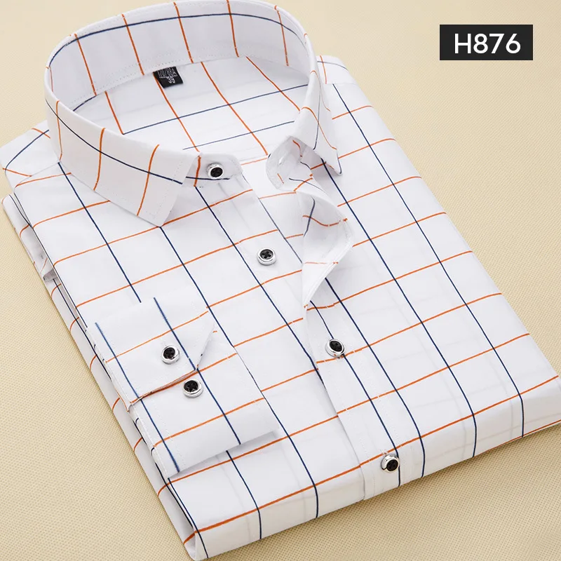 Spring and autumn new men's shirt printing free shipping business casual long-sleeved slim plaid fashion comfortable shirt