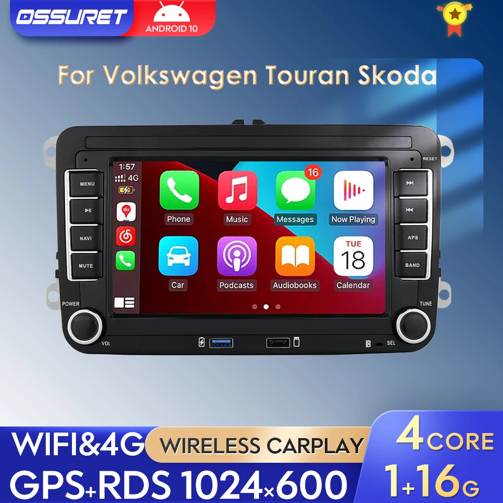 Автомагнитола Carplay мультимедийный плеер на Android с GPS для Volkswagen Touran Sharan Beetle Eos Skoda