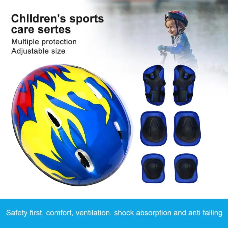 

7-piece Children's Scooter Cycling Helmet Roller Skating Protector Gear Elbow Knee Pads Security Protection Kids Bicycle Helmet