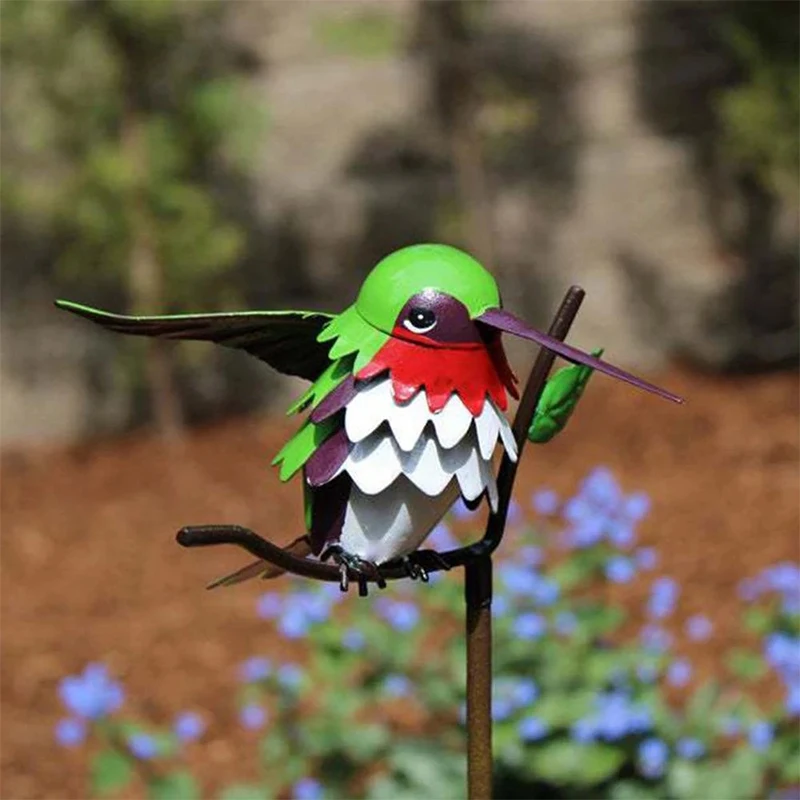 

New happy bluebird garden branch plug-in outdoor garden metal bird home ornament