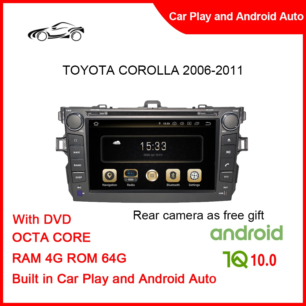 

CUSP большой экран Android GPS автомобиль для TOYOTA COROLLA 2006-2011 8 дюймов ОЗУ 4 Гб ПЗУ 64 Гб DVD Android автомобильный плеер для TOYOTA навигация