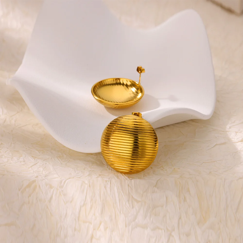 Женские Круглые Серьги-гвоздики Из Нержавеющей Стали Модные Пляжные Украшения