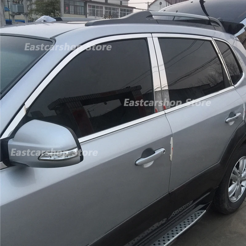 Фото Для Hyundai Tucson 2014 2013 Автомобильная наклейка из нержавеющей стали средняя центральная колонка оконная отделка B C столб Хромовая наклейка 2005-2012 ... №3