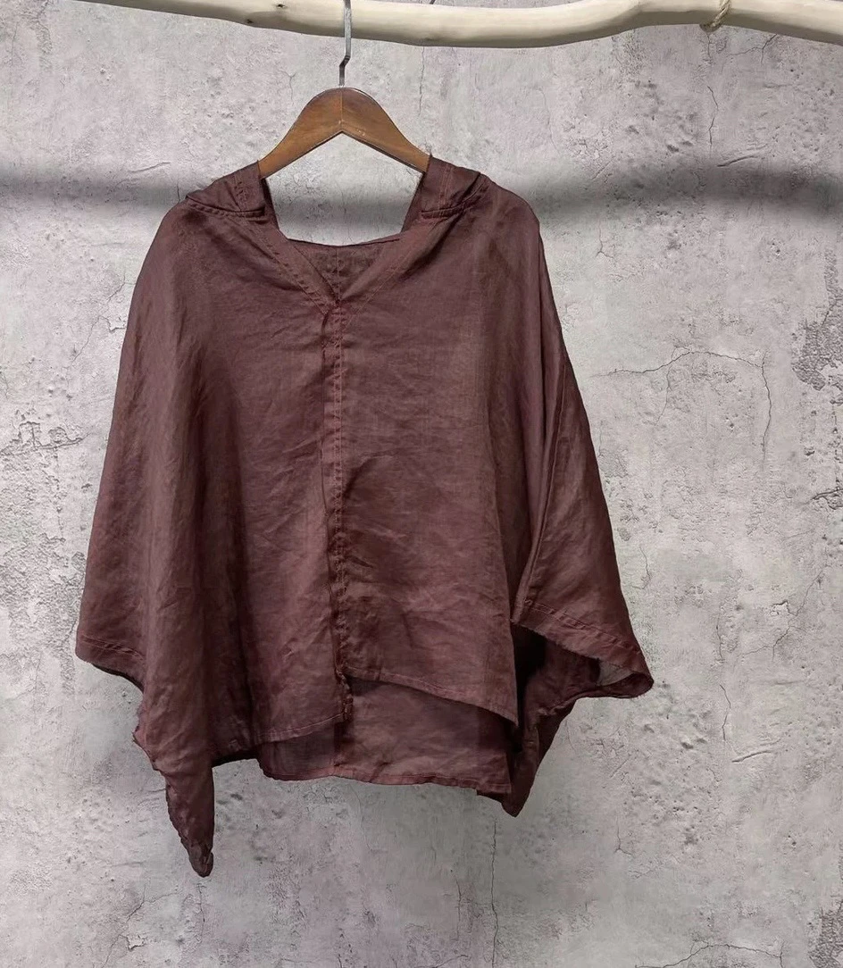 Leaf Home New Sle High-Woven Pure Ramie Plant Dir Wash Толстовка жареного цвета Длина 55 Окружность груди