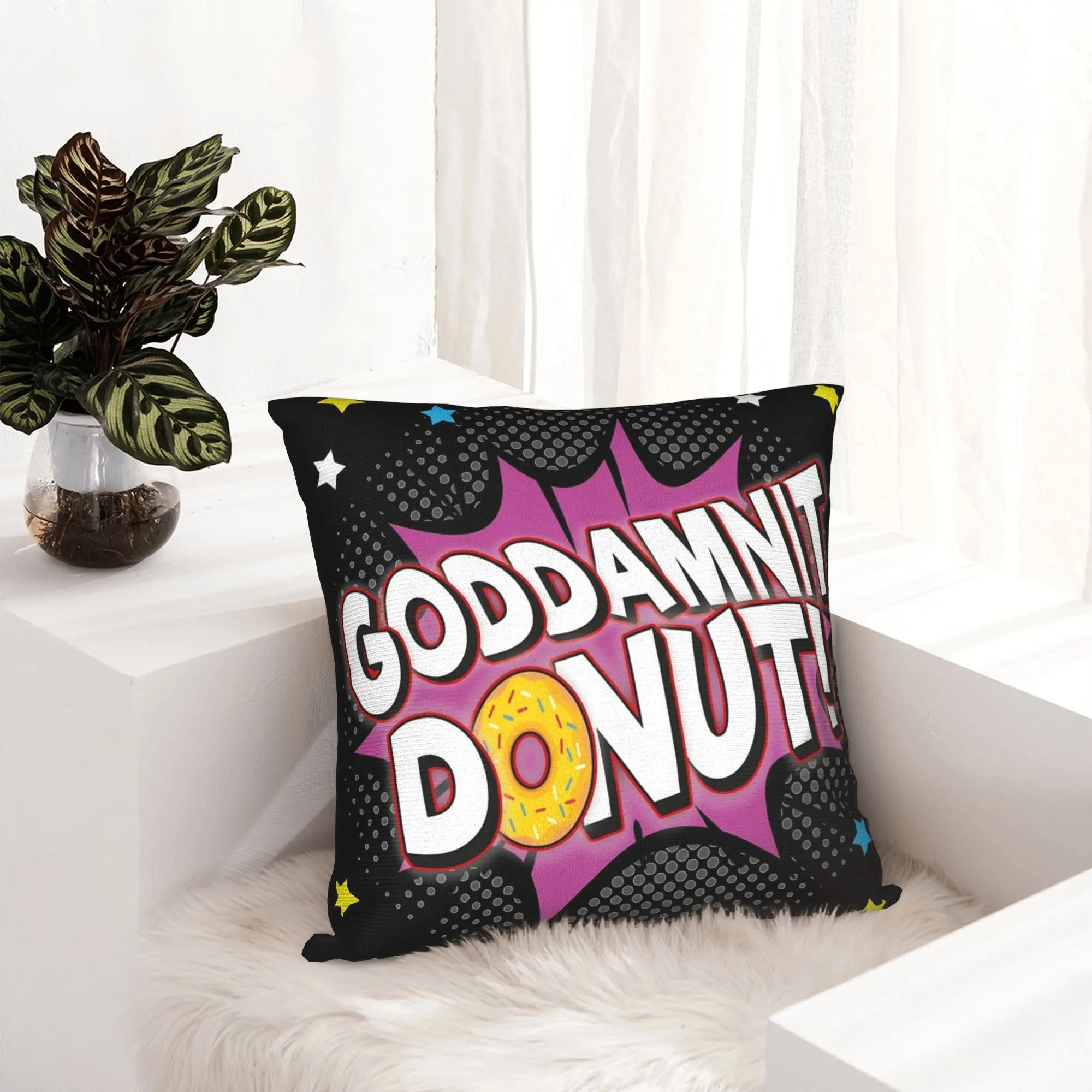 Фото Наволочка для декоративной подушки с принтом Dungeon Crawler Carl Goddamnit Donut, подарочная, для дома, дропшиппинг, 40x40 см №2