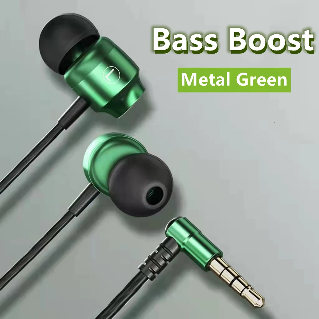 Магнитные игровые проводные наушники L-Jack зеленые металлические Hi-Fi