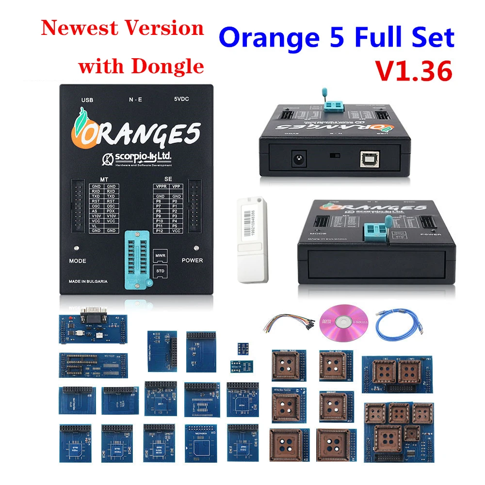 

Newest V1.36 Orange 5 Plus ECU Programmer with Dongle Orange5 Full Adapters Professional Programming Device Not Support Update