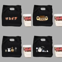 thermal lunch box bag portable insulated canvas lunch bag cartoon print cooler food picnic storage bag lunch bags for women kids