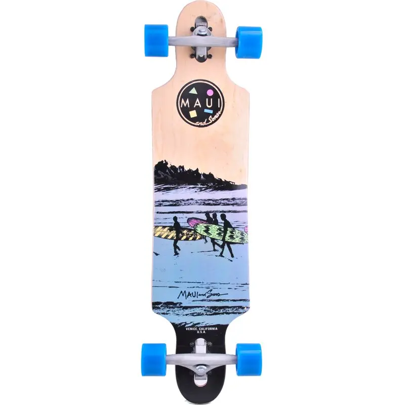 

Drop Through Longboard Skateboard with Black Grip Tape