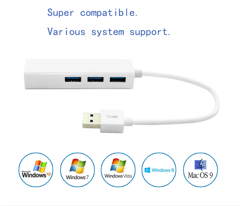 

Ethernet USB-адаптер с 3 отверстиями для хаб USB2.0 NIC RJ45 Lan гигабитный Интернет Windows 7/8/10 подходящий для телефона