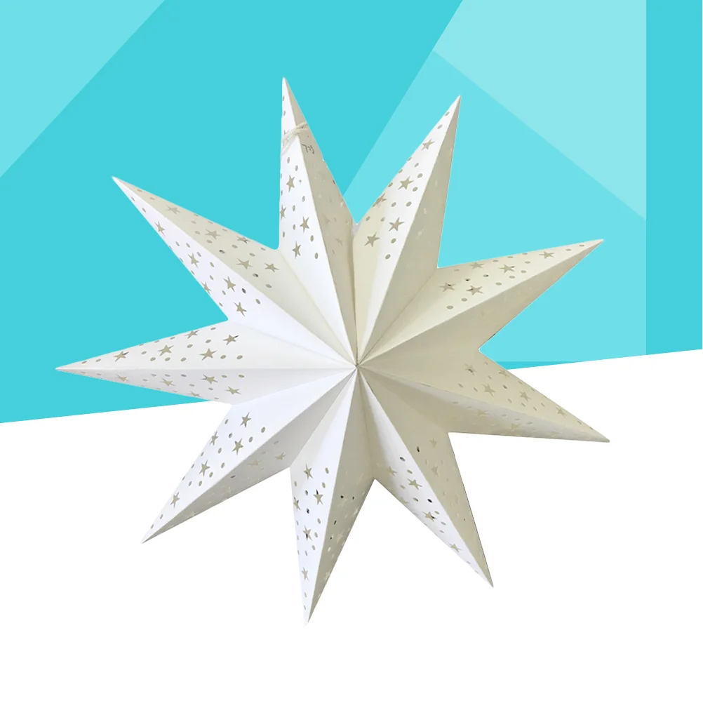 

Star Paper Lantern Lanterns Lamp Hanging Lampshade Shade Cover Light Stars 3D Christmas Shaped White Folding Hollow Pointed Out