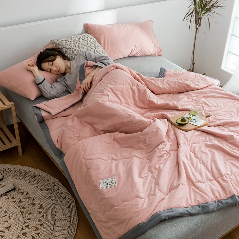 Summer Pure Cotton Airable Cover 00% inside and outside Blanket Washed Quilt Double Single Dormi...