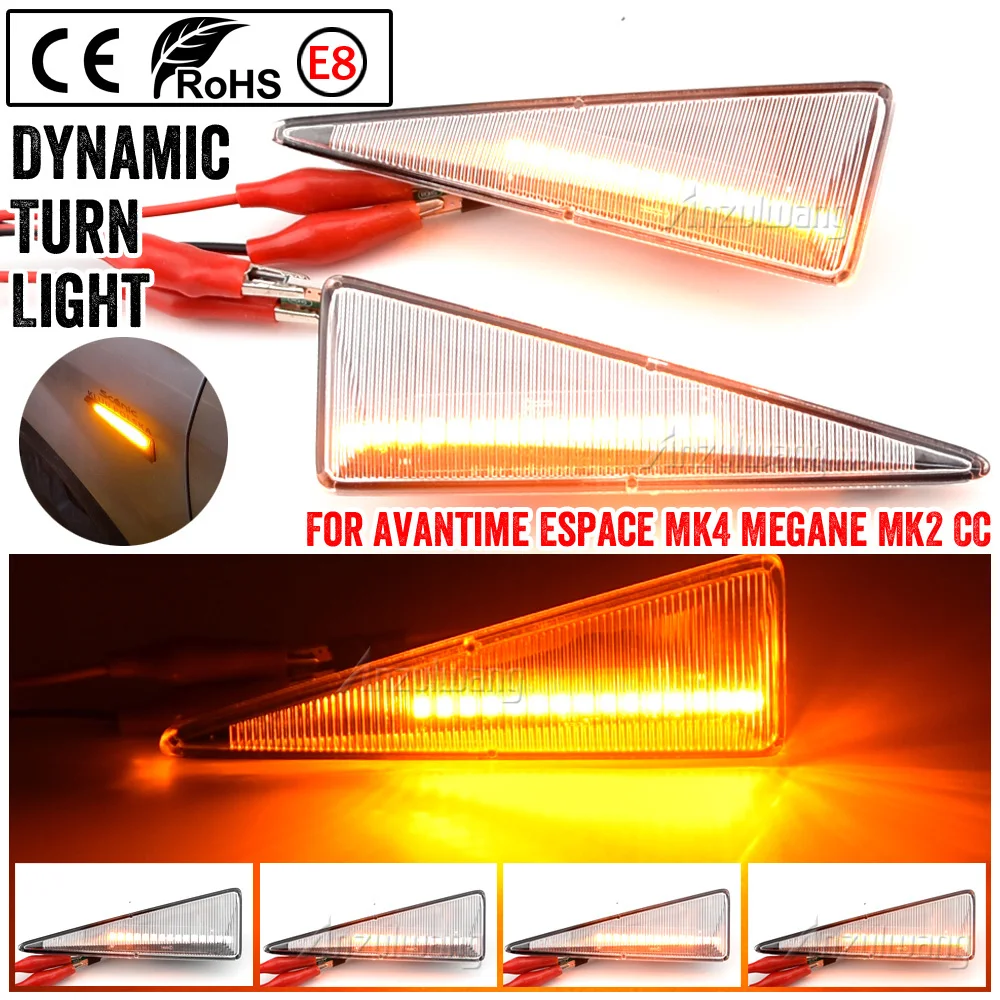 

Pair LED Dynamic Side Marker Light Turn Signal Lamp for Renault Megane MK2 CC Scenic Espace 4 Vel Satis Wind Avantime Thalia 2