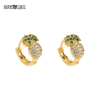 sipengjelfashion cubic zircon pineapple shape earring gold color hoop earrings for women jewelry 2021