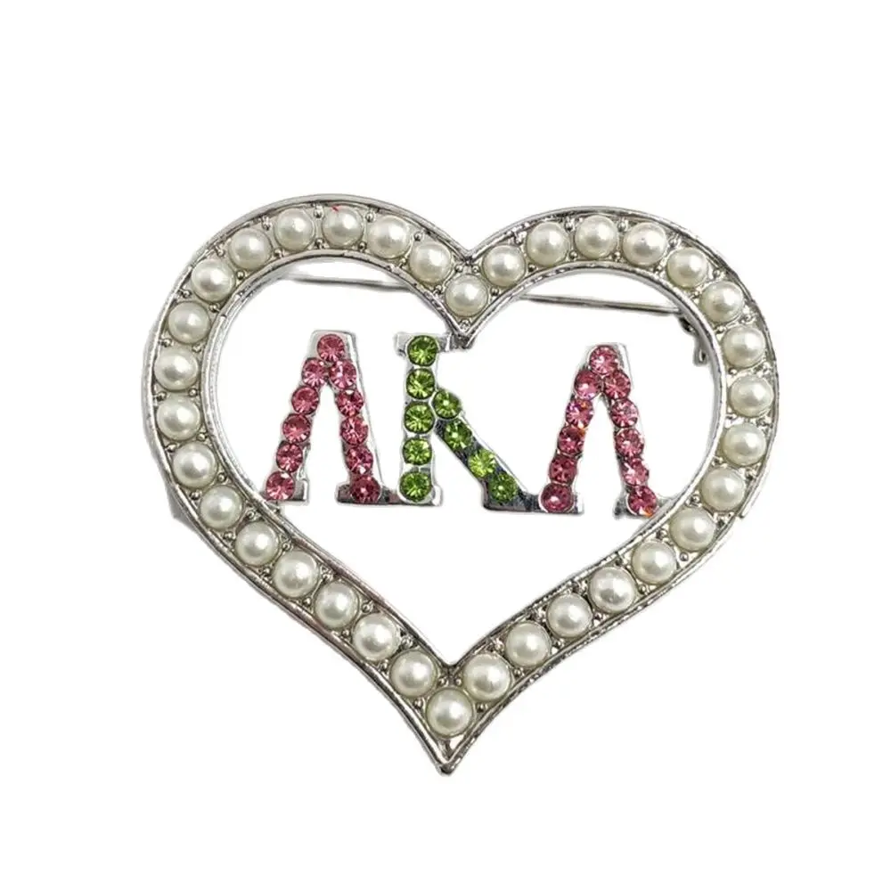 

Heart Pearl Pink Green Rhinestone Brooches Women Men Sliver Color Heart Love Party Office Brooch Pins Gifts