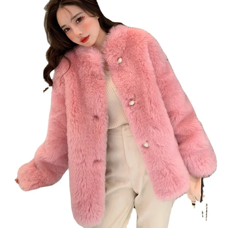 Lamb's wool shearling coat fur integrated fur coat woman