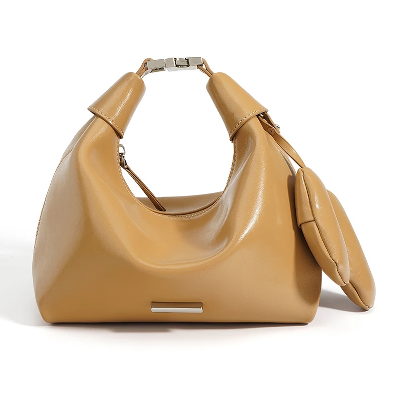 

Freemoyi 2023 Genuine Leather Bag Ins Fashion Solid Handbag Hobos Soft Leather Crossbody Bag Ladies Female Luxury Design Bag