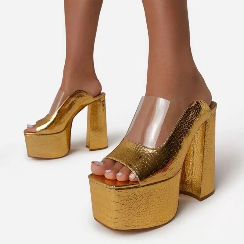 

Slippers Shoes on Heels Sandals Platform Summer Women's 2022 Trend Fashion Chunky Pink Luxury Stripper Party Woman with Kabuki
