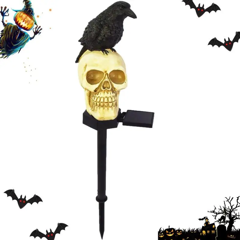 

Skull Garden Solar Lights Solar Outdoor Landscape Lights Skull & Crow Decorations Outdoor Garden Landscape Decoration Walkway