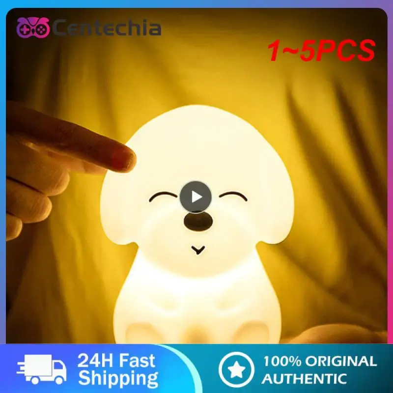 

1~5PCS Dog LED Night Light Touch Sensor Remote Control 16 Colors Dimmable Timer Rechargeable Silicone Puppy Lamp for Children