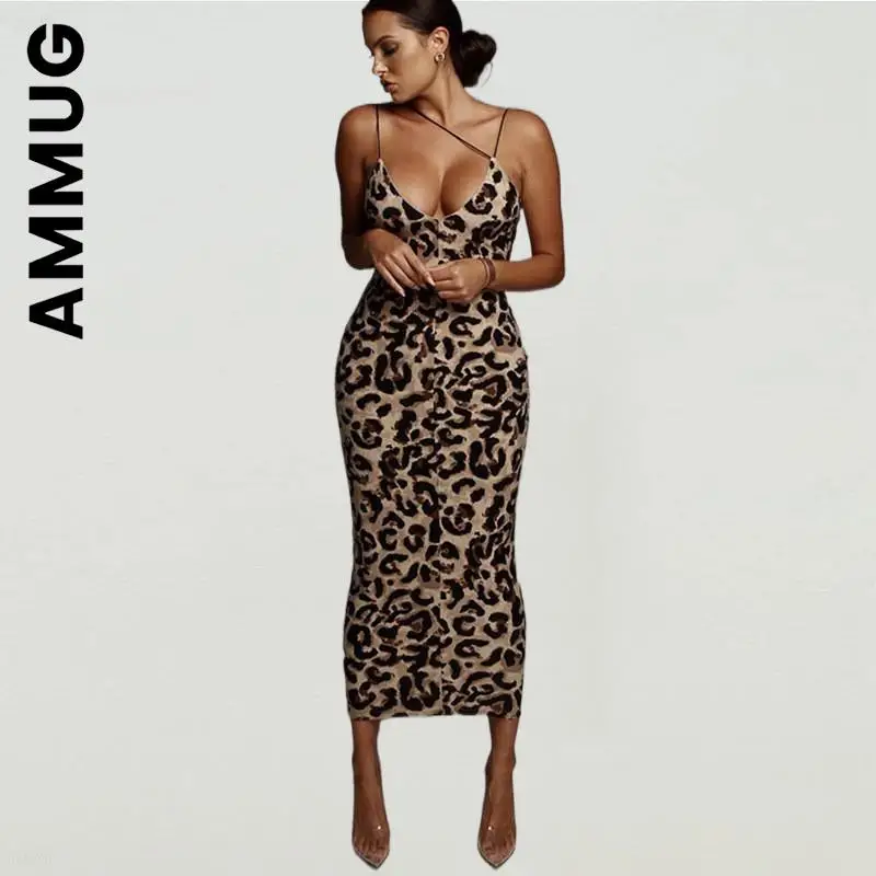 

Ammug Dress Fashion Women Leopard Snake Print Dress Fashion Basic All-Match Outfits Chic Lazy Female Dresses Woman Vestidos