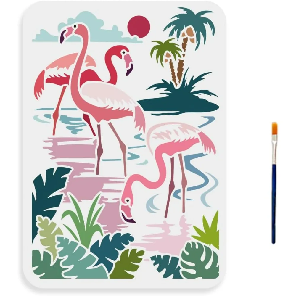 Трафарет с фламинго 11 7 × 8 3 дюйма большие трафареты тропическими джунглями и