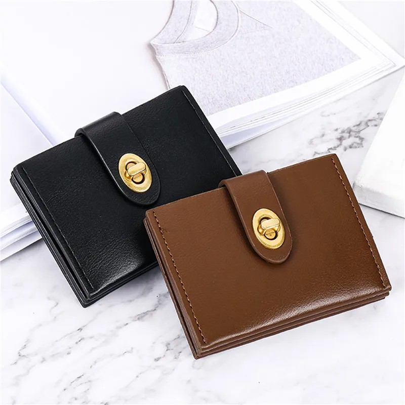 

Шикарный корейский однотонный держатель для карт, винтажный Повседневный Женский кошелек из искусственной кожи, Женский кошелек, кошелек с зажимом для денег, Женский кошелек для монет