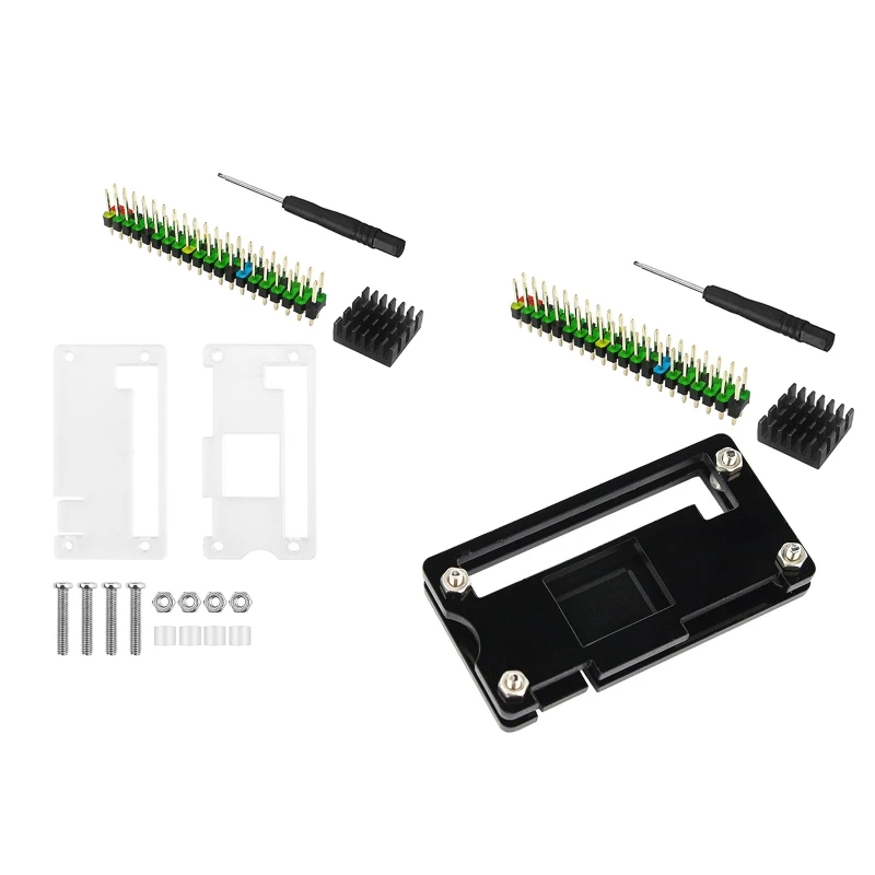 

For Raspberry Pi Zero Kit Acrylic Case + Aluminum Heat Sink + 40Pin GPIO Header + Screwdriver for Raspberry Pi Zero W